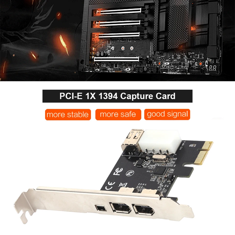 PCI-E 1X až 16x 1394 DV Video Counter Card so 6 PIN až 4 PIN Firewire Adapter Desktop Comput