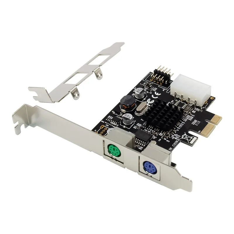 PCI-E až PS/2 Adapter Card PCIe PS2 Round Mouth Keyboard a vodič expanznej karty myši zadarmo MCS9990