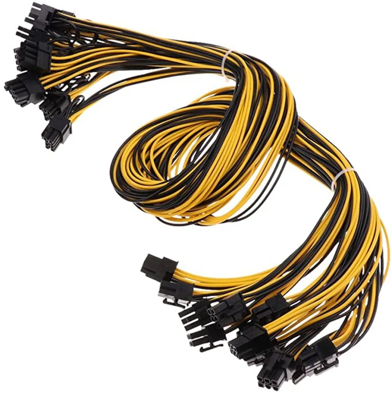 PCIe 6pin až 8pin (6+2) Muž a mužský napájací kábel PCI-E pre adaptér na prelomenie napájania GPU pre ťažbu
