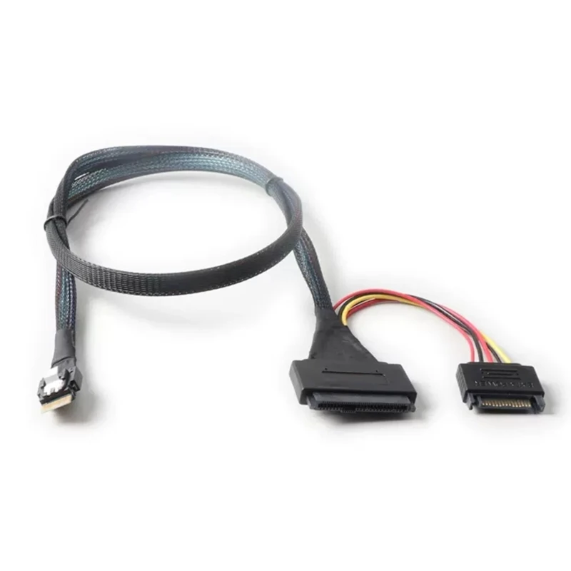 PCIE4.0 SLIMSAS SFF-8654 4i Muž do SFF 8639 U.2 Kábel pevného disku SSD s 15 cm 15pin SATA napájací kábel drôty