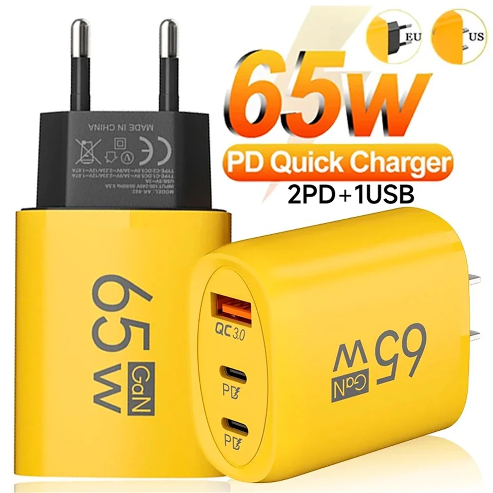 PD 65W USB nabíjačka Rýchle nabíjanie rýchleho nabíjania Typ mobilného telefónu nabíjačka na nabíjačke pre iPhone 15 16 Pro Max Samsung Xiaomi