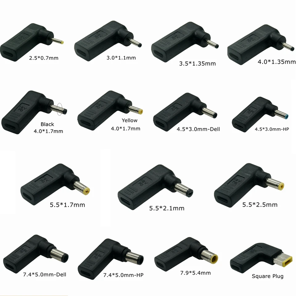 PD Spoof Adapot Converter USB Typ C Žena do 7,4 x 5,0 mm 4,5 x 3,0 mm 5,5 x 2,5 mm mužský notebook DC DC Connector výstupného konektora