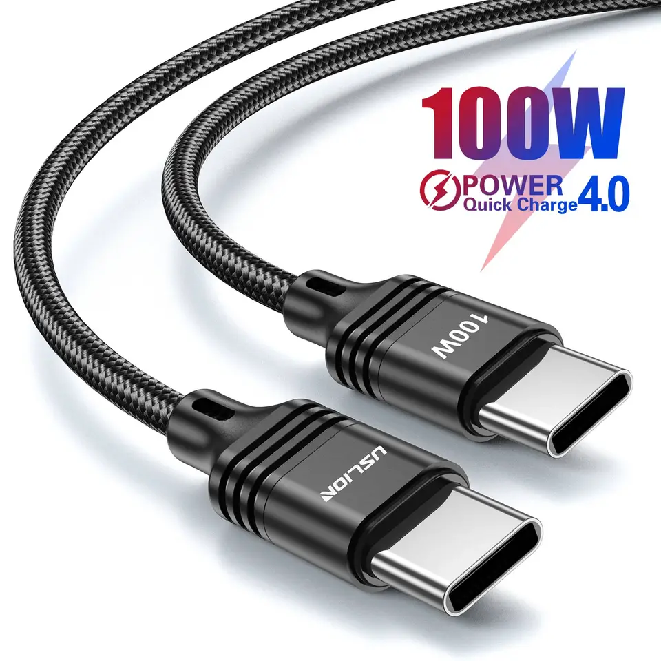 PD100W Dual Type-C Rýchle nabíjanie kábla Quick4.0 USB C na USB C nylonovo prepletený drôt dátového kábla pre Samsung Huawei OnePlus Vivo