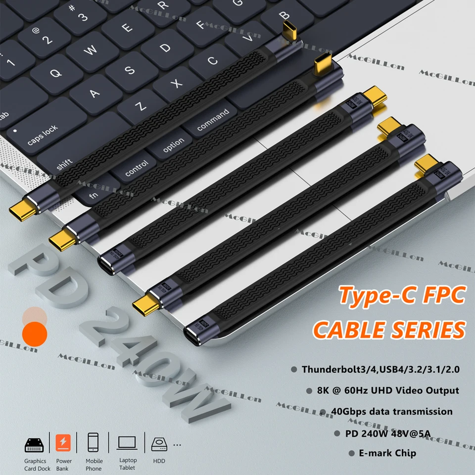 PD240W Rýchle nabíjanie typu C na typ C kábel pre Huawei Xiaomi Thunderbolt 3 5A Dátový kábel na nabíjačku lakťa pre Wire Samsung S21 S20