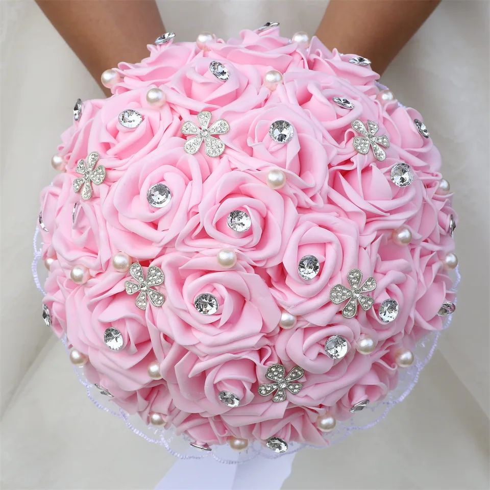 PE Rose Bride a družička kytica, simulovaná kytica, kórejské a európske svadobné potreby, kytica PE.