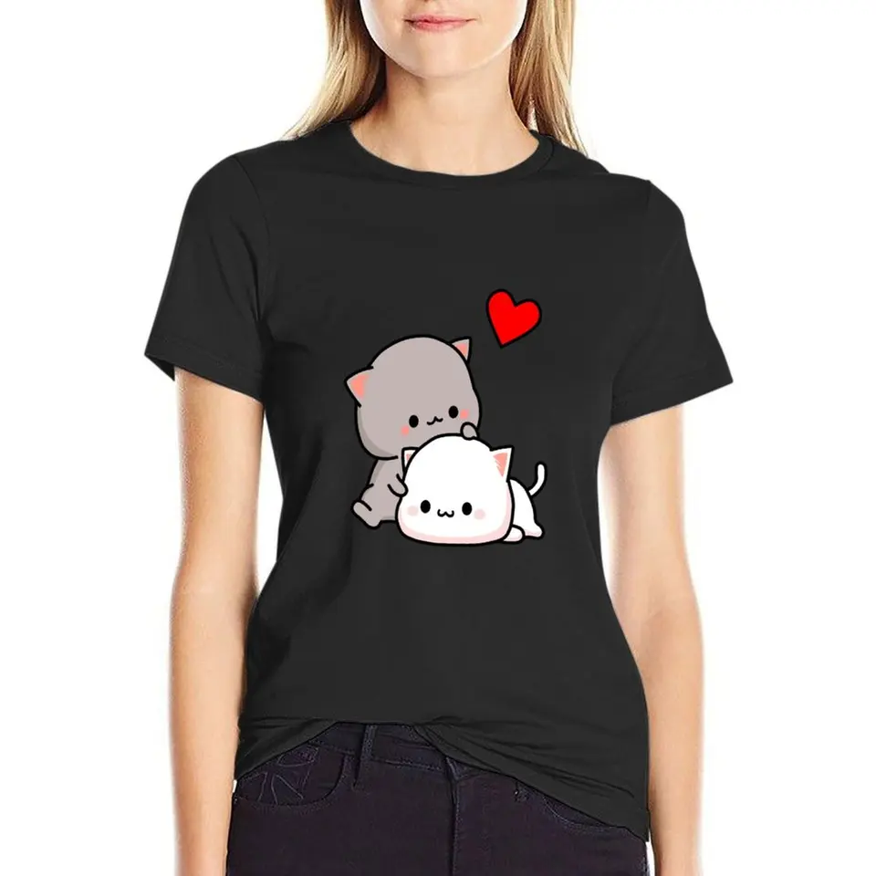 Peach Cat and Goma Love nikdy zlyhá klasické tričko vintage oblečenie letné špičkové fanúšikovia športových fanúšikov pre ženy grafické odpaliská vtipné