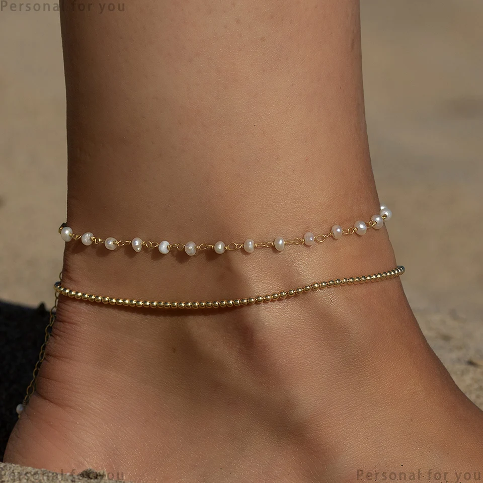 Pearl Anklets for Women Women Gold Color Ratcelet na náramok na nohe 2024 Summer z nehrdzavejúcej ocele
