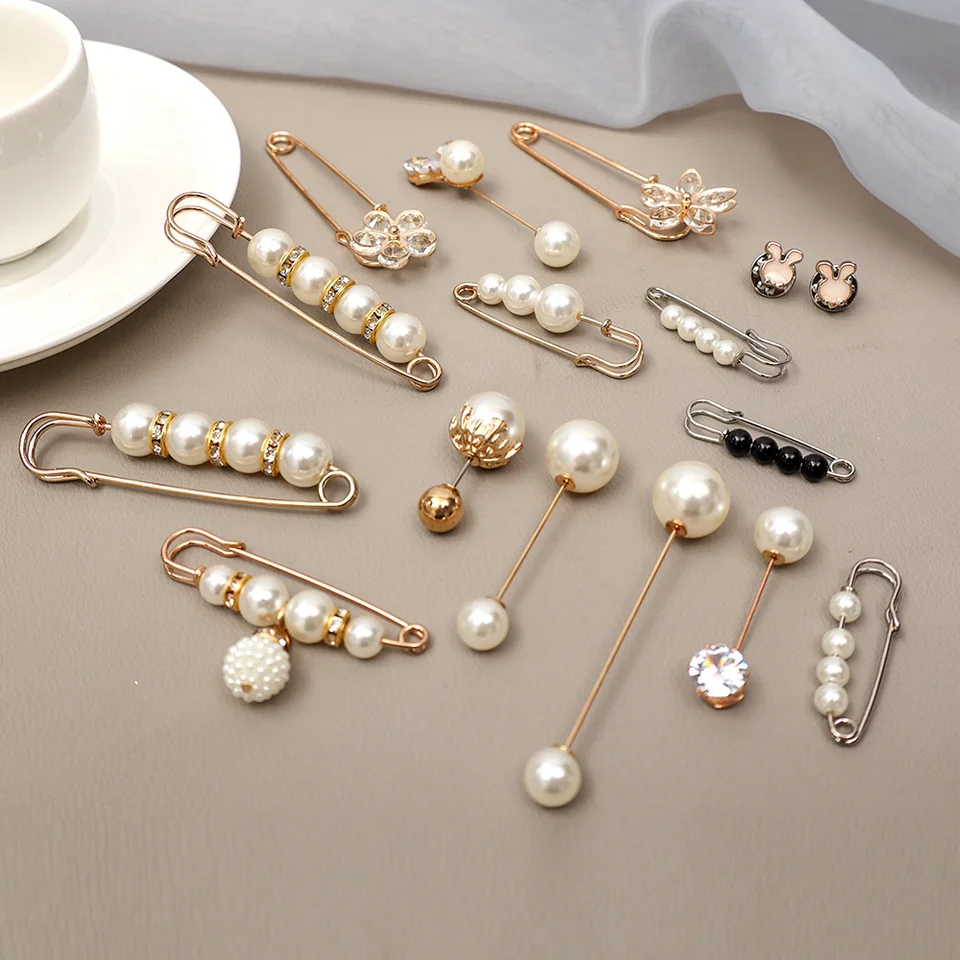 Pearl Brošes Set pás pracky na kardigan džínsy gombíky brošňové kolíky dám