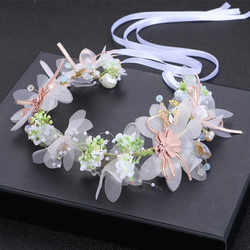 Pearl Flower čelenka svadobná čela svadobná korunka móda veniera náramok s diadžemi krištáľové čelné kadernice šperky
