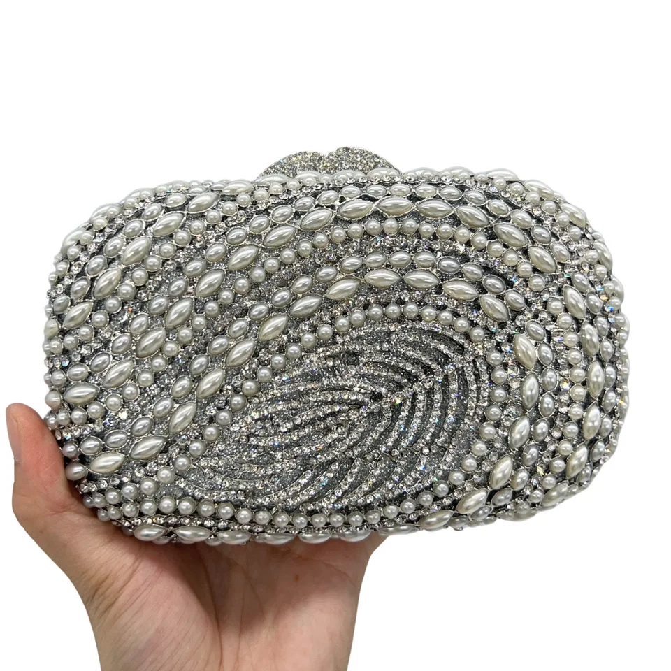 Pearl korálka svadobná strana kabelka kabelka Lady Crystal Women Evening Clutch Bag Designer Dutinu kabelka ženské dňové spojky