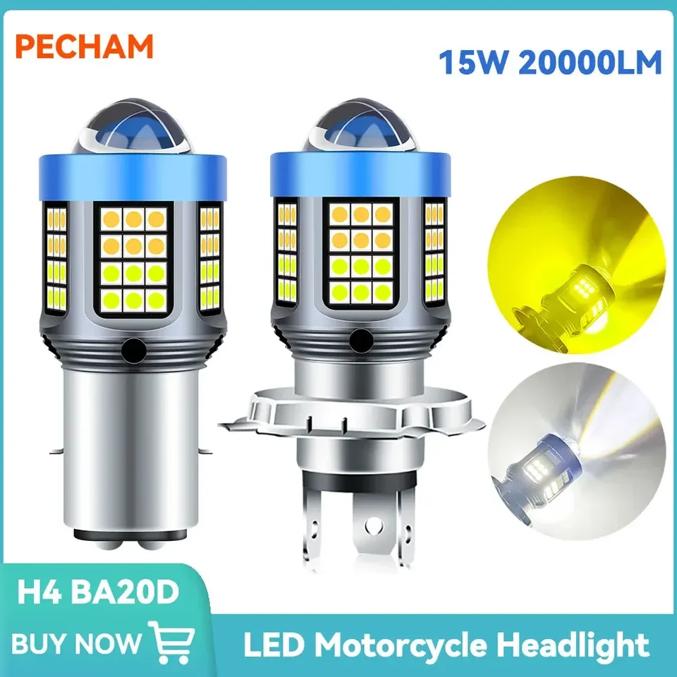 Pecham H4 BA20D LED motocyklové svetlomety žiarovky bielej žltej hmlovej svetle svetlomet 12V 20000LM
