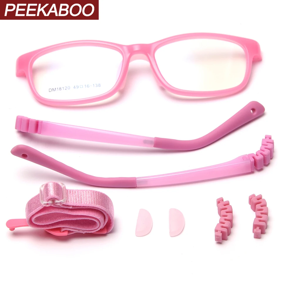 Peekaboo Girl detské okuliare Optický TR90 rám proti skĺznutiu číry šošovka Kids štvorcové okuliare Rámy darčeky pre chlapcov modro ružová
