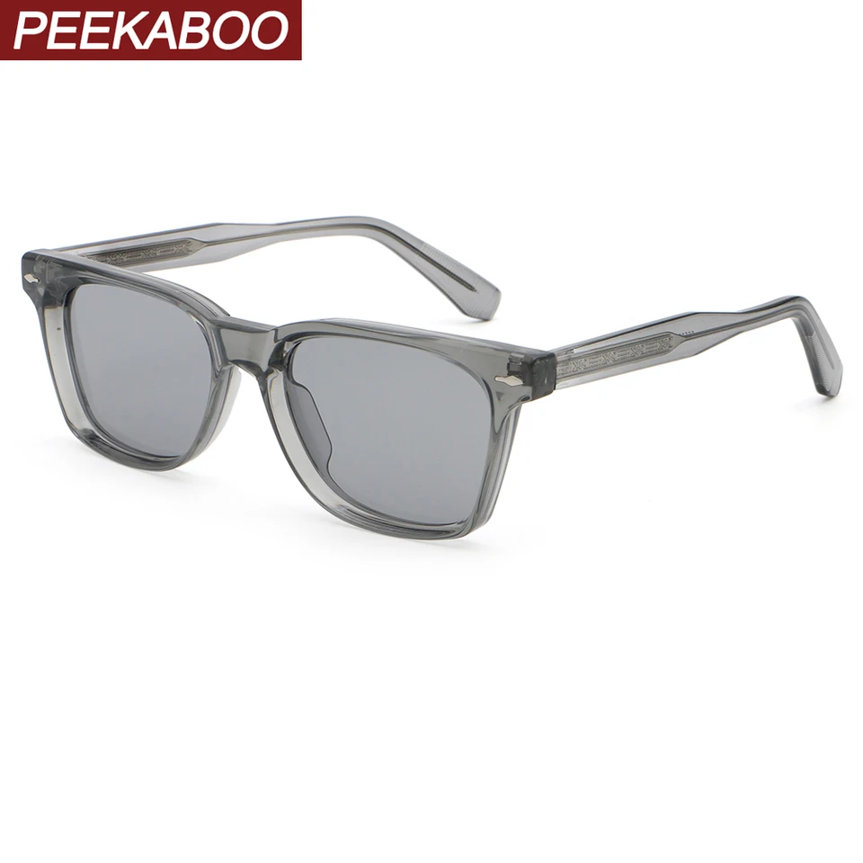 Peekaboo Male Square Slnečné okuliare UV400 Ženy CP acetát Unisex Polarizované slnečné okuliare pre mužov