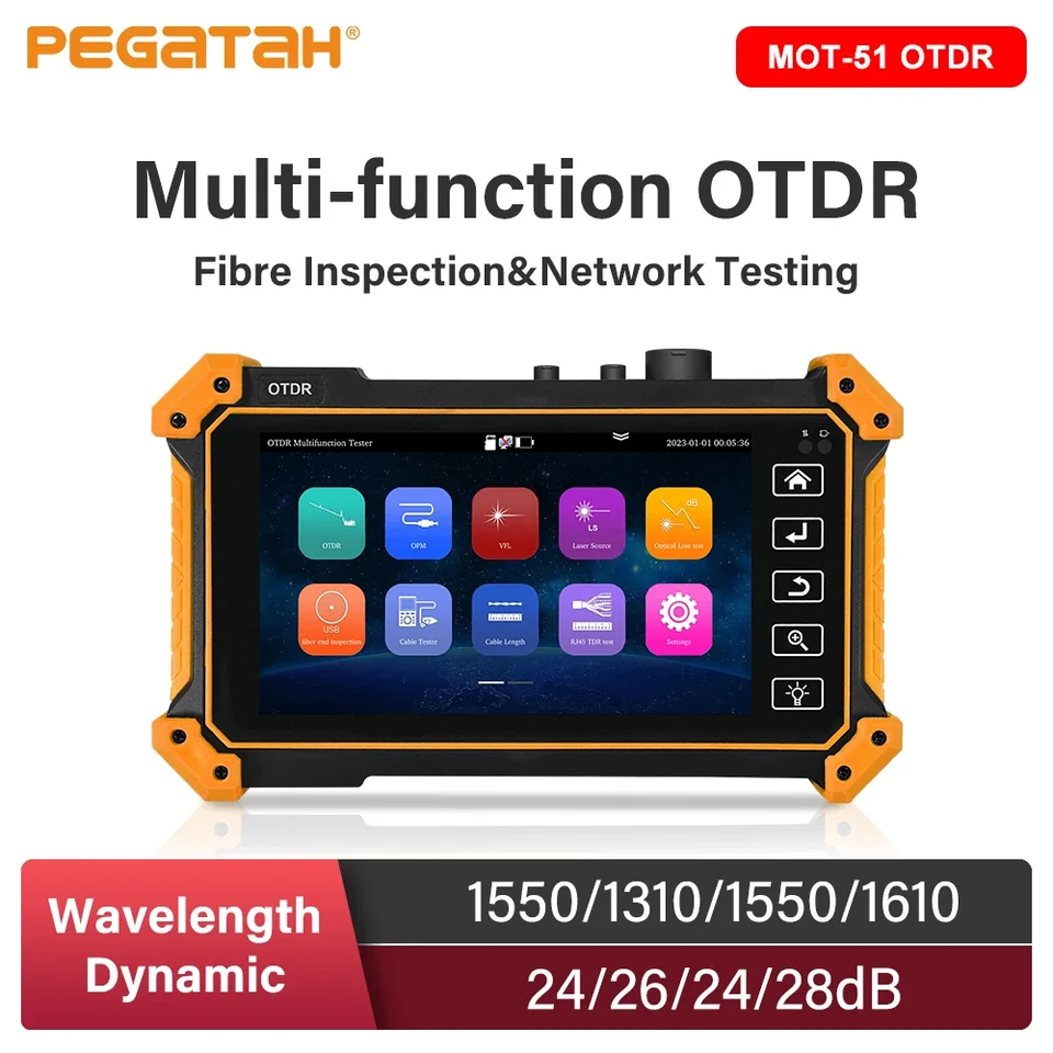 Pegatah 5,55 palca OTDR tester MOT-51 OLED TOONT ​​SCREE RJ45 TDR KABBEL Test IP Sieť skenovania testu UTP káblové vlákno tester
