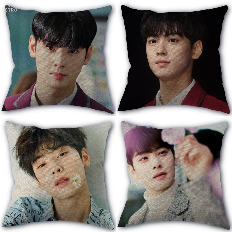 Pekný cha eunwoo kpop vankúš Cotton Cotton Linen tkanina štvorcový vankúšový vankúš Nový príchod 45x45cm svadobný dekoratívny vankúš