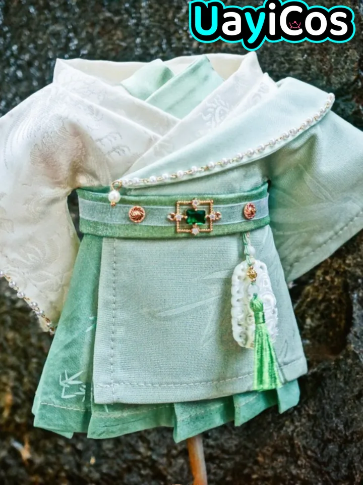 Pekný vintage staroveký zelený kostým Hanfu Cosplay bez atribútu pre 20 cm plyšie bábiky oblečenie