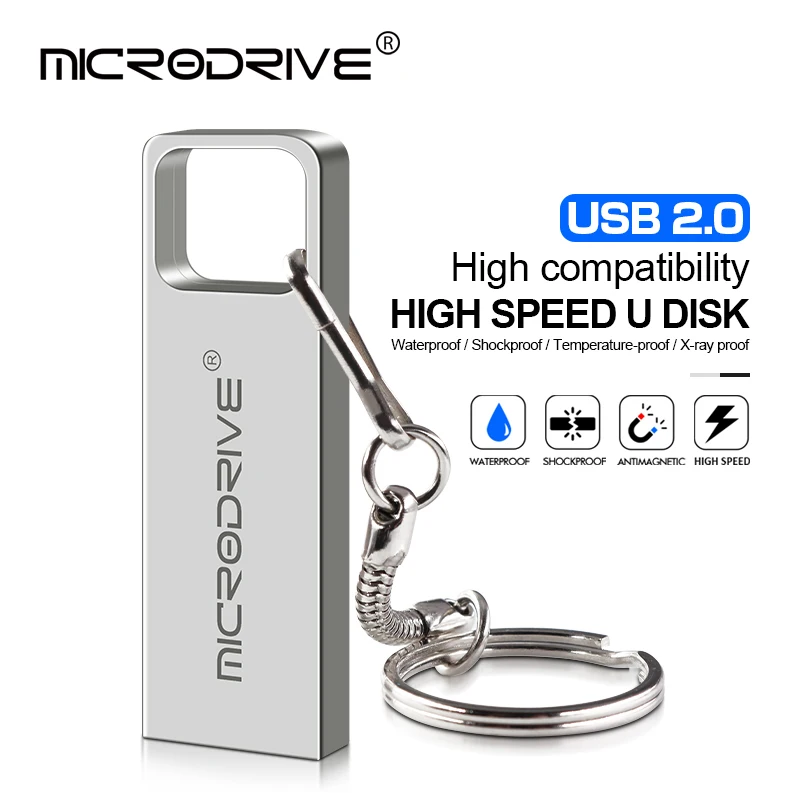 Pen Witerproof USB Flash Drive Stick 4 GB 8 GB 16 GB 32 GB 64 GB 128 GB 256G HiHG Speed ​​Pendrive Metal Flash Pamäťová karta 2.0