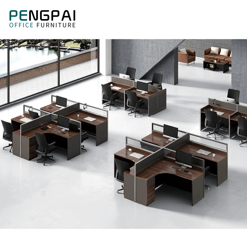 Pengpai lacné škrabance odolné voči melamínu moderná kabína ergonomická počítačová pracovná stanica Furniture Office Desk