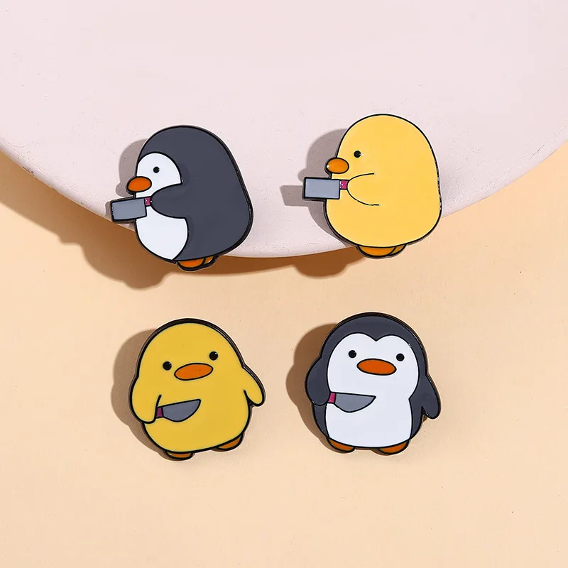 Penguin dýka nôž smaltovaný špendlík vlastný roztomilý kačica kovová brošňa klošné odznaky klobúk klobúk odevy karikatúry šperky darčeky veľkoobchodné