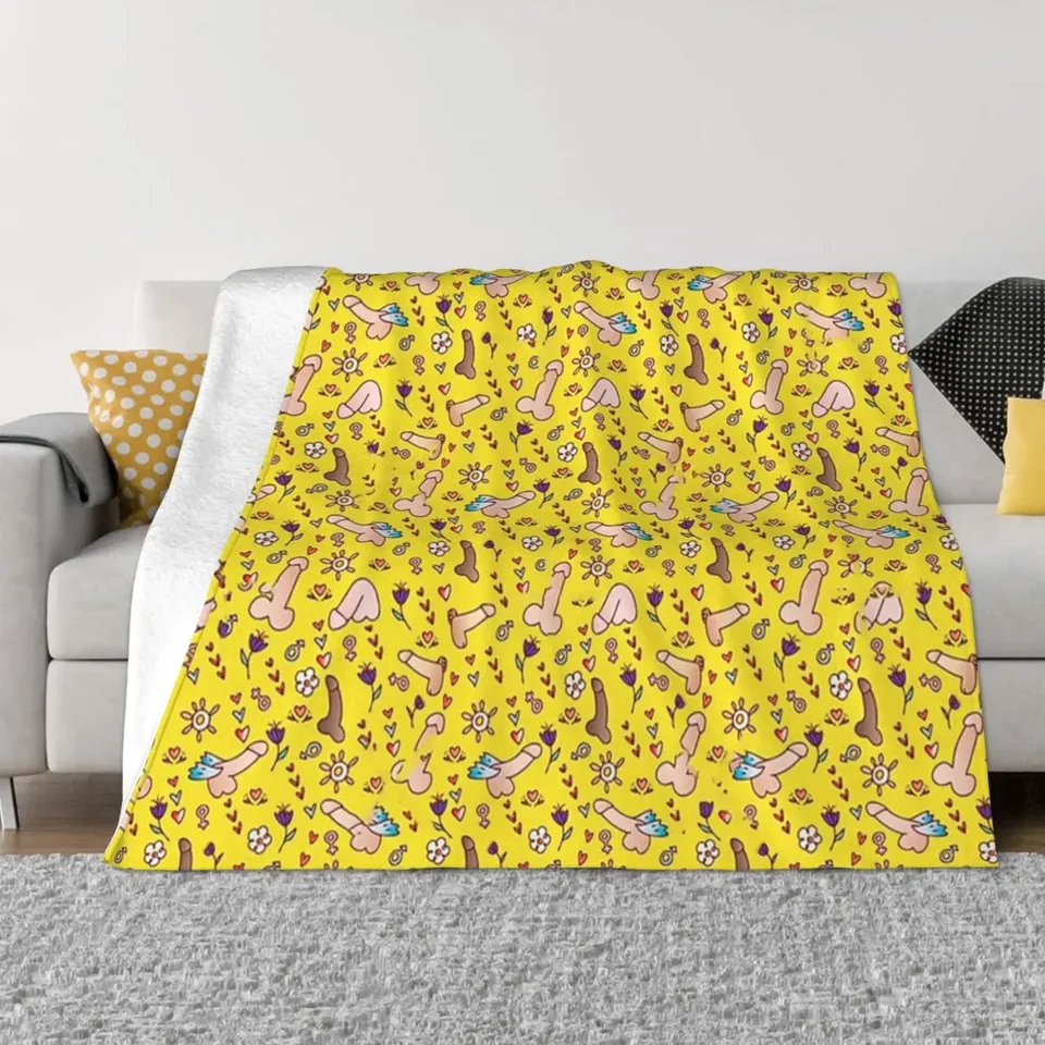 Penis Art Prikrývky flanel tlačený multifunkčný super teplý hádzanie prikrývky pre prikrývku v kancelárii