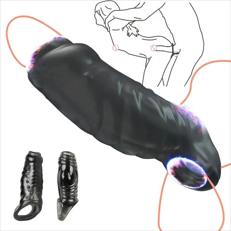 Penis zväčšenie sexuálnych hračiek pre mužov kohút kohút penetration penetrácia Extender Ruckve Ruckve Opakované kondómy erotický pár dospelých výrobkov 18+
