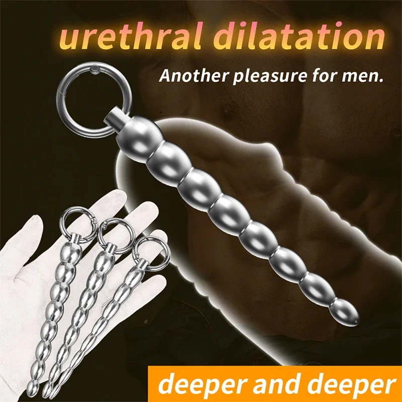 Penis zástrčka dilatátor z nehrdzavejúcej ocele korálky močový katéter stimulátor muža masturbácie g bodové oneskorenie trénuje trénera dospelých hračiek pre dospelých