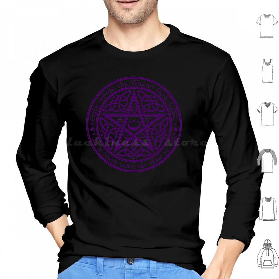 Pentacle kapucňa bavlna s dlhým rukávom s dlhým rukávom Pentacle čarodejnica wicca wiccan neo pohanské magické škody