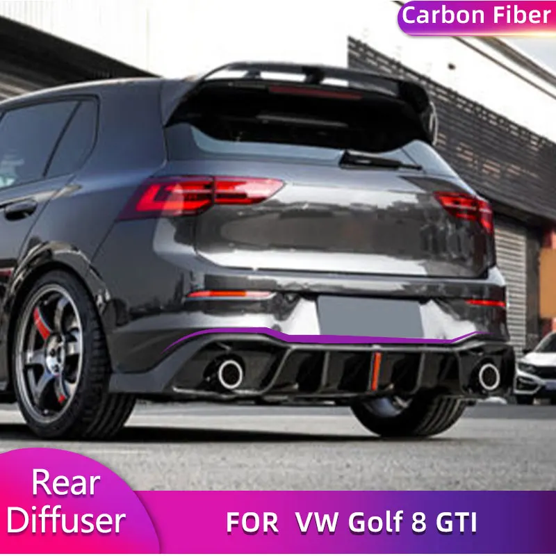 Per pery pre zadné nárazník z uhlíkových vlákien pre Volkswagen VW Golf 8 GTI 2021 2022 Automobilové pretekárske závodné zadné difúzorové príslušenstvo Protectory