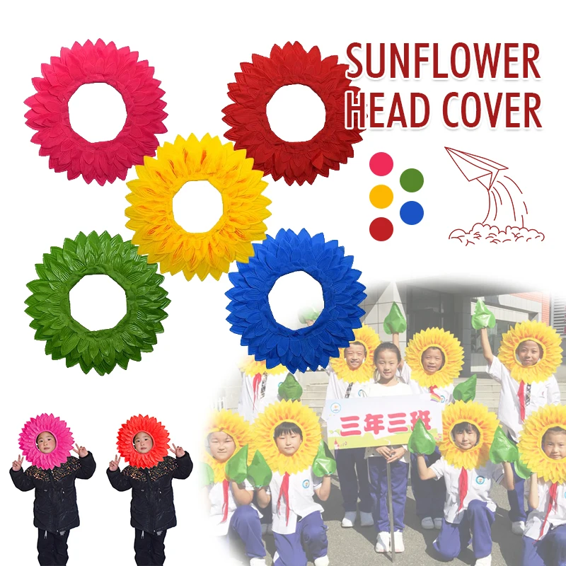 Performance Funny Head Hood Photo Cosplay Kids Sunflower and Dance Headge Gear Ress Kostým doplnky festival festival festival klobúk