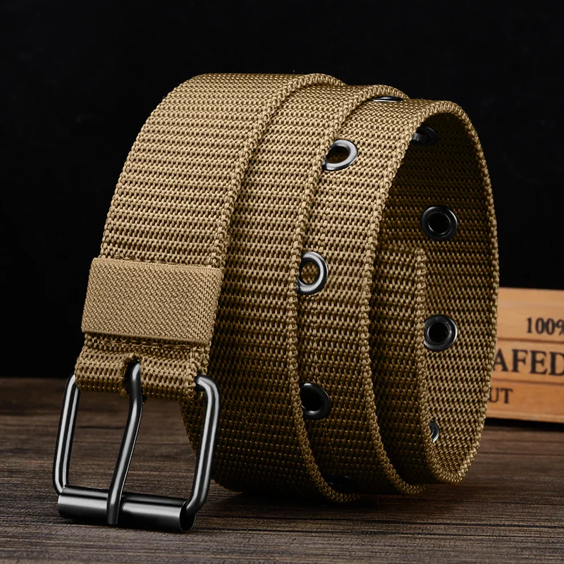 Perforovaný plátna, 120 cm mužov Pin Buck Belt, Študentská mládežná kórejská verzia, všestranný džínsový opasok, Men Canvas Belt
