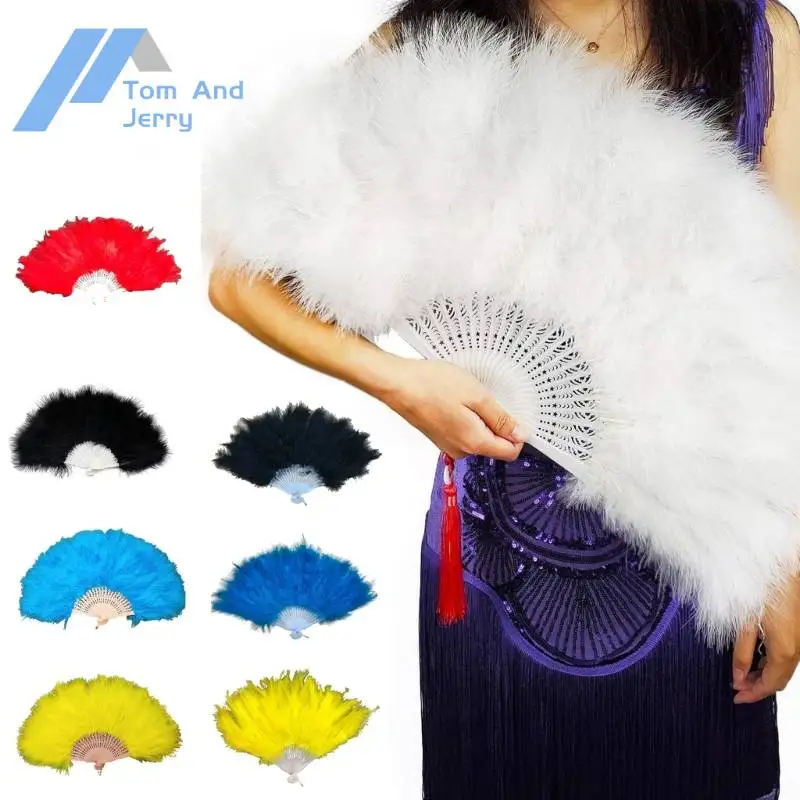 Perie remeselné perie show halloween skladacie ruky fanúšik Svadobná strana móla halloween feather fanúšikov