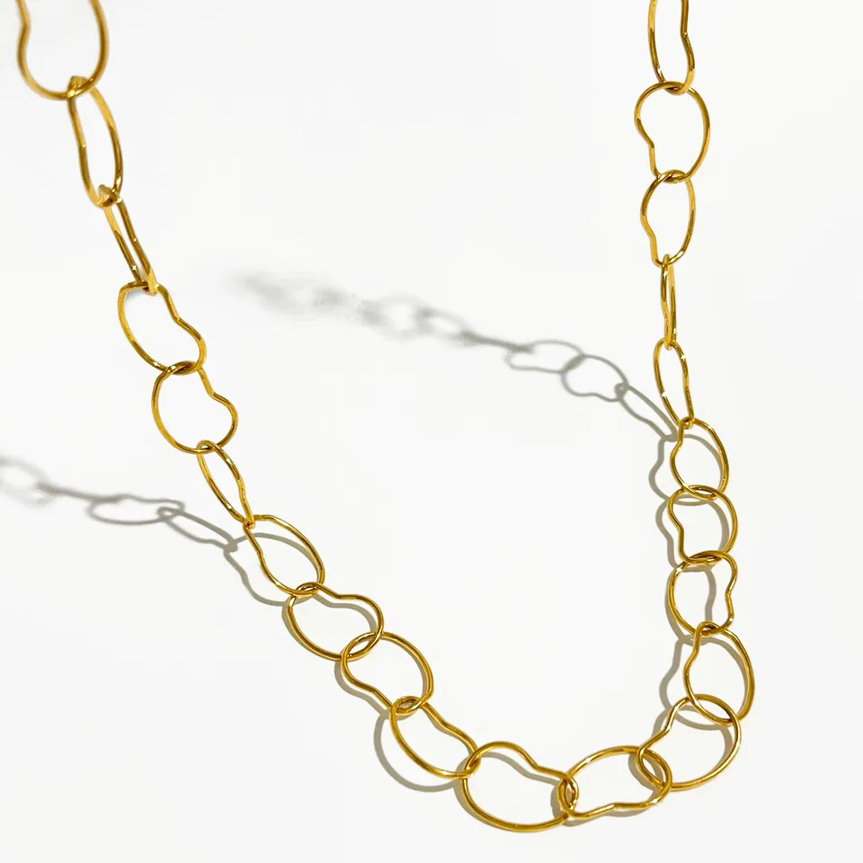Peri'sbox Modern 18k zlatý PVD pokovovaný nepravidelný kruhový reťazec Choker náhrdelník pre ženy ručne vyrábané reťazce šperkov