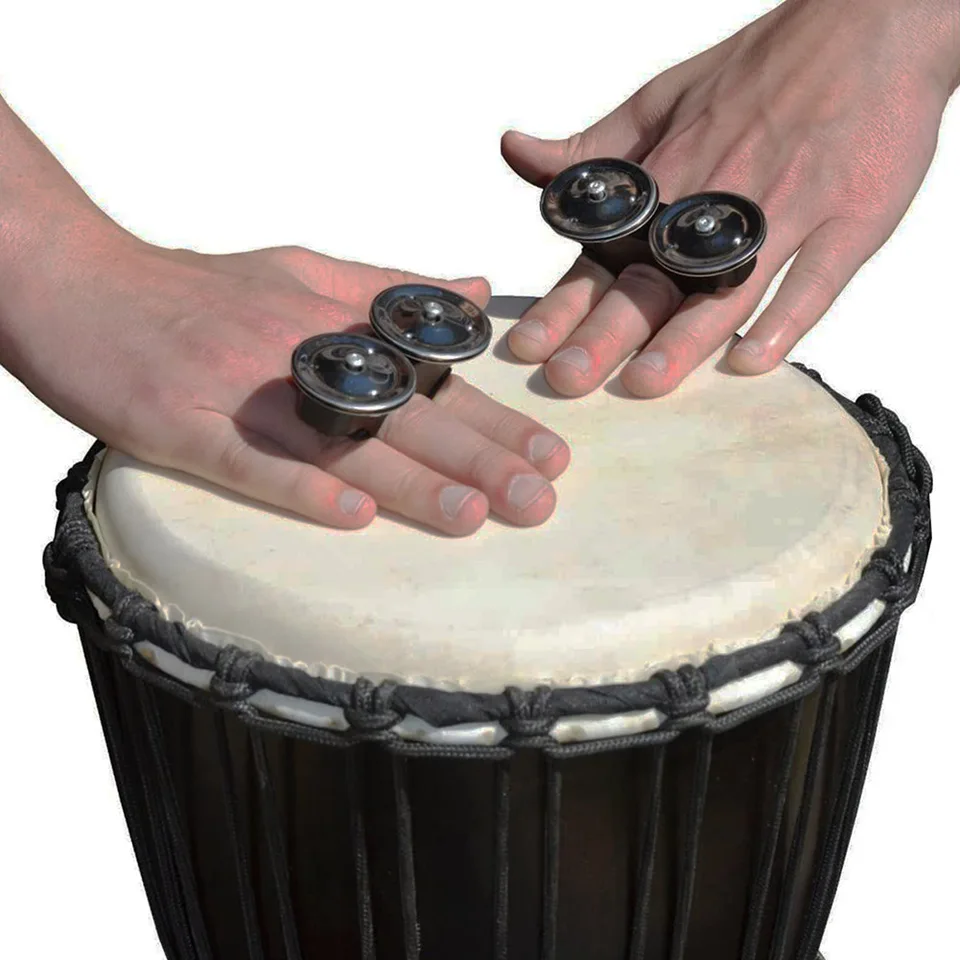 Perkusion Finger Bell Metal Ručne Shaker Shaker Castanets hrkál africké bubny prst za zvonček pre bubon cajon cajon
