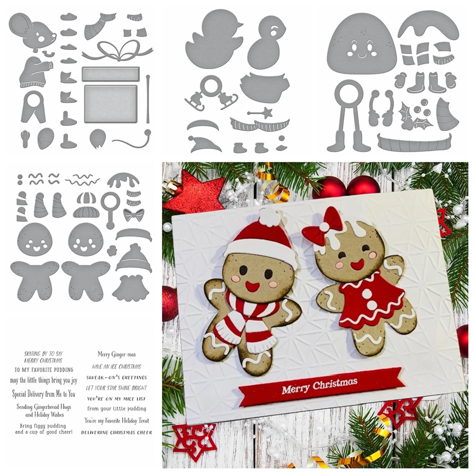 Perník muž Snowman Darčekové boxy Cutting Dies Clear známky majú ľadové Vianoce pre DIY Scrapbooking Paper Cards Crafting