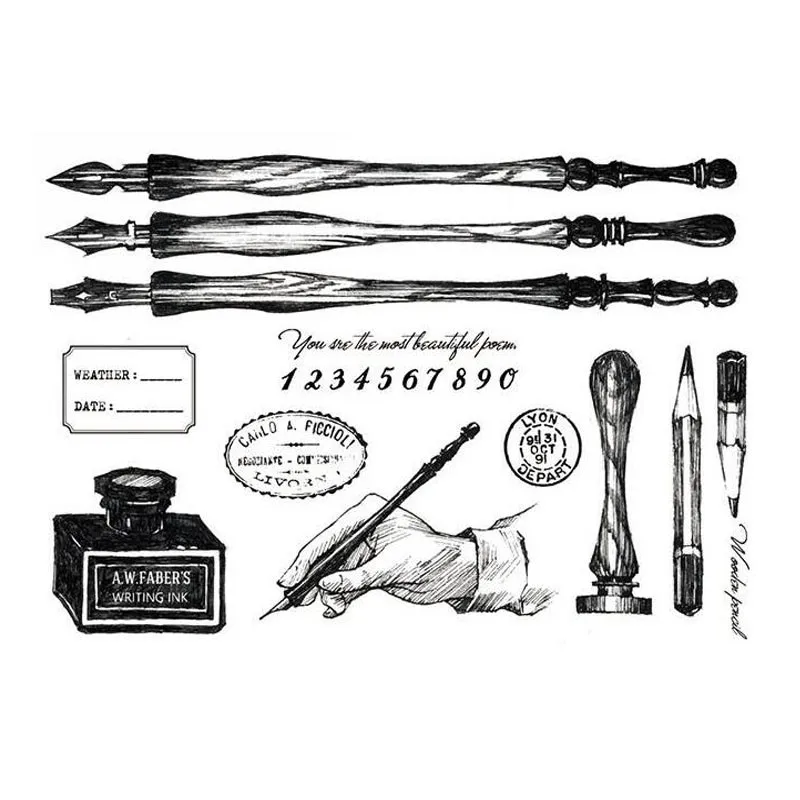 Pero a atrament čisté silikónové pečiatky/tesnenie pre DIY Scrapbooking/Photo album Dekoratívna čistá pečiatka M1082