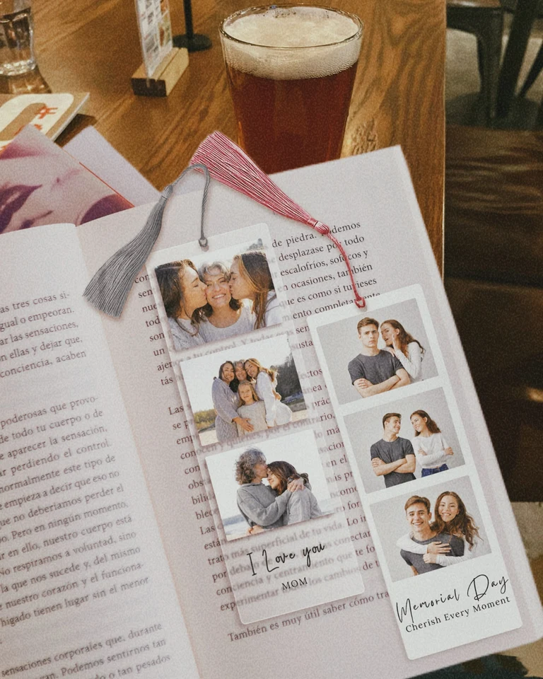 Personalizovaná akrylová záložka s Tasselom, vlastný text fotografií, tlačený pre mamu, otec, darček výročia, pamiatka