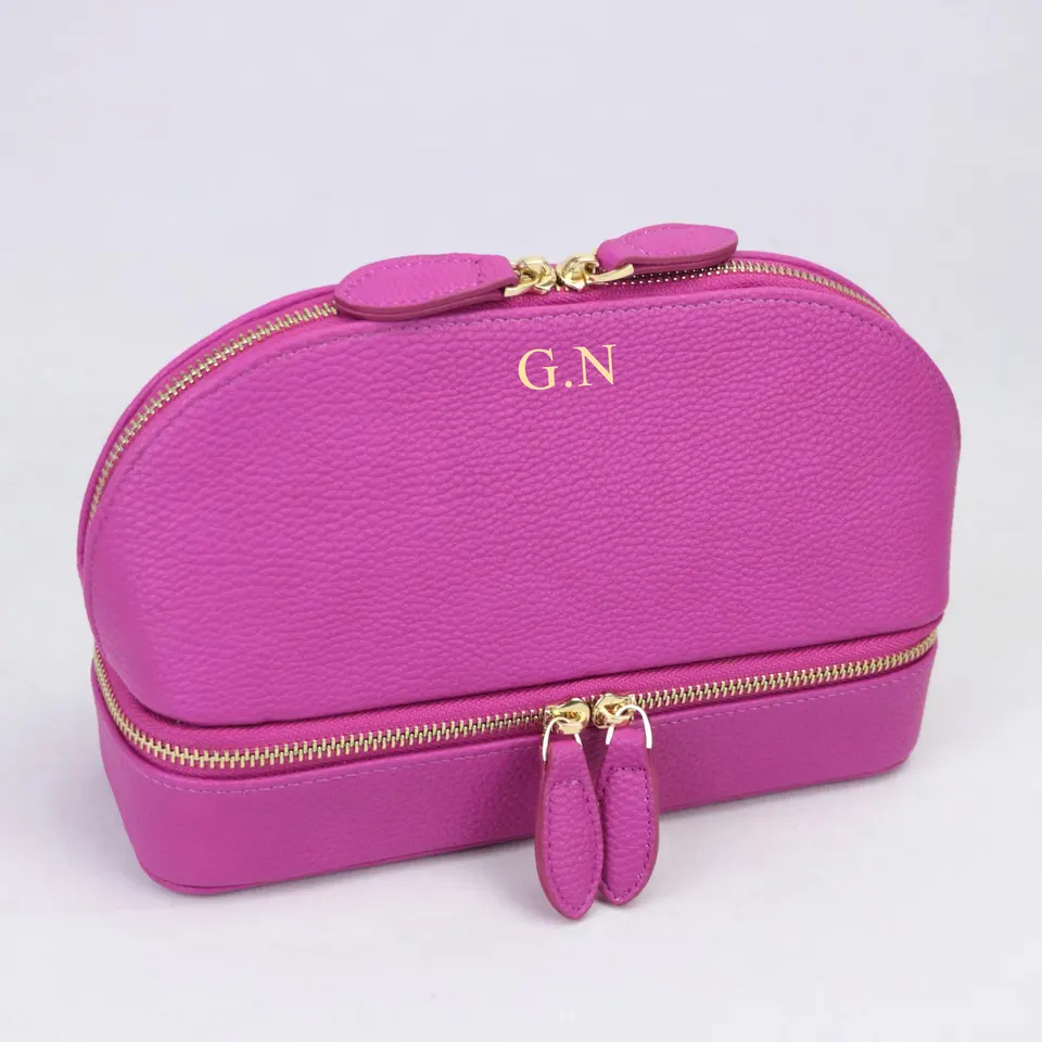 Personalizovaná kozmetická taška Pu Leather Women Women Travel tašku s organizátorom šperkov Case 2 in 1 Dámska cestovná spojka vrecko