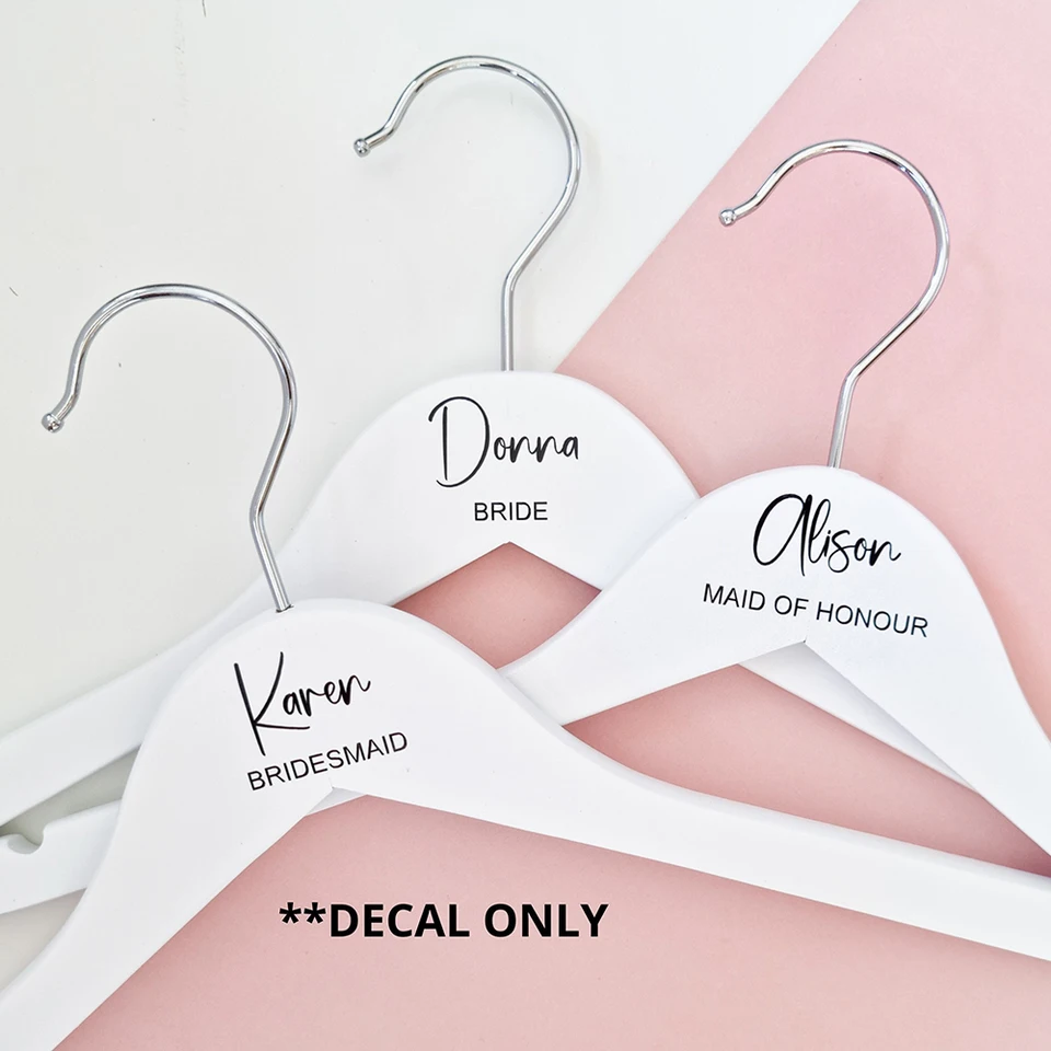 Personalizovaná nálepka na svadobné vešiaky s menom svadobná párty nálepka Custom Hanger Družička družička Maid of Honor Gifts