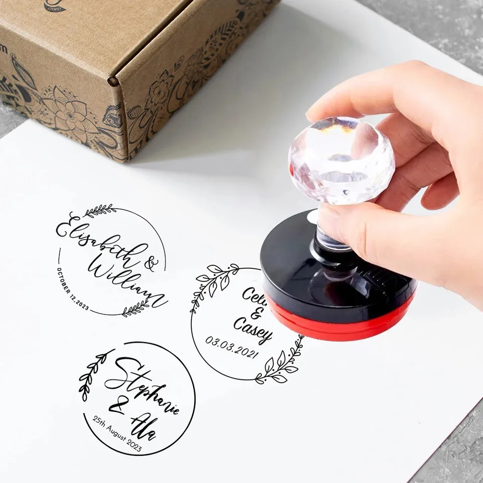 Personalizovaná vlastná svadobná pečiatka na výročie darčekové pozvánka adresa obálka Self Ink Stamp Romantický novomanžel