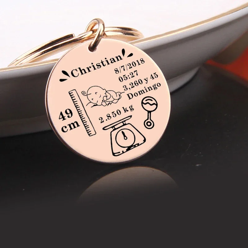 Personalizovaná z nehrdzavejúcej ocele novorodenecké dieťa Keychain Vlastné dieťa Názov Dátum Dátum pre chlapcov