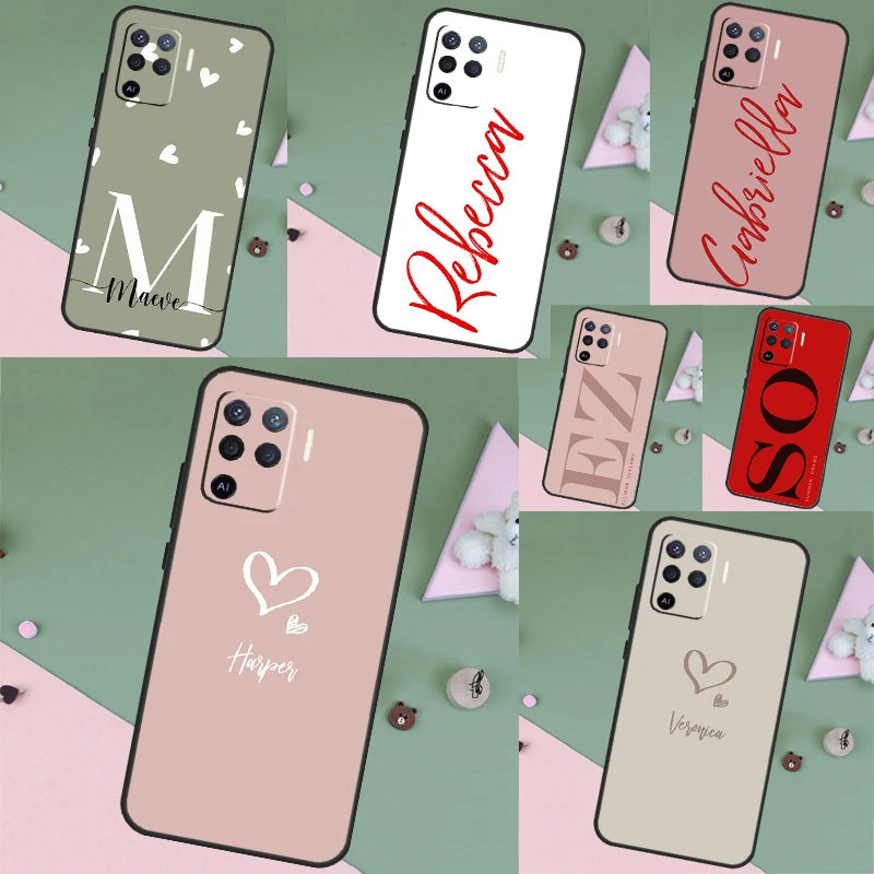 Personalizované iniciály podľa vlastného názvu pre OPPO A74 A54 A94 A78 A98 A17 A77 A52 A72 A93 A15 A16 A76 A96 A5 A5 A57S A53S A54S A54S