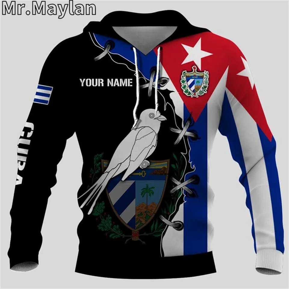 Personalizované meno Kuba Flag 3D tlačená bunda Muži/ženy kapucňa Unisex Cast Streetwear Striešové tričká Pullover Sudadera Hombre-068
