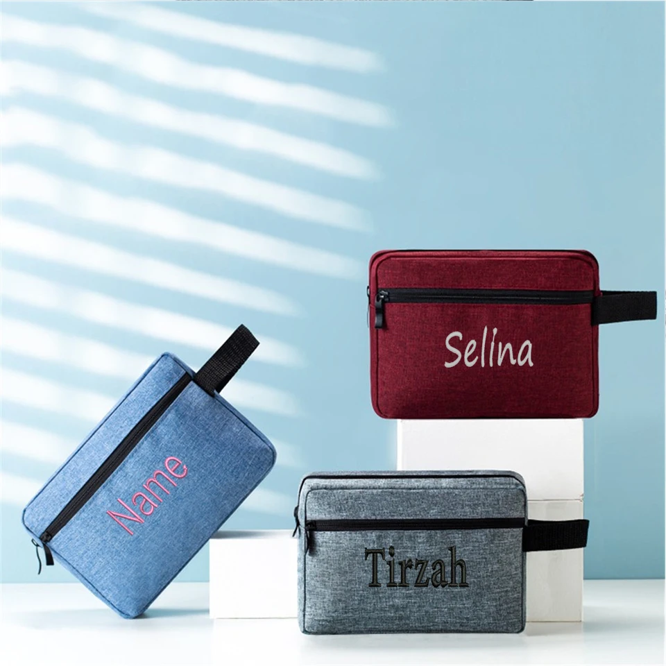 Personalizované meno toaletná taška Monogrammed Groommans Gift Canvas Wash Storage Bag vyšíva meno Pánske cestovné puzdro vrecko na puzdro