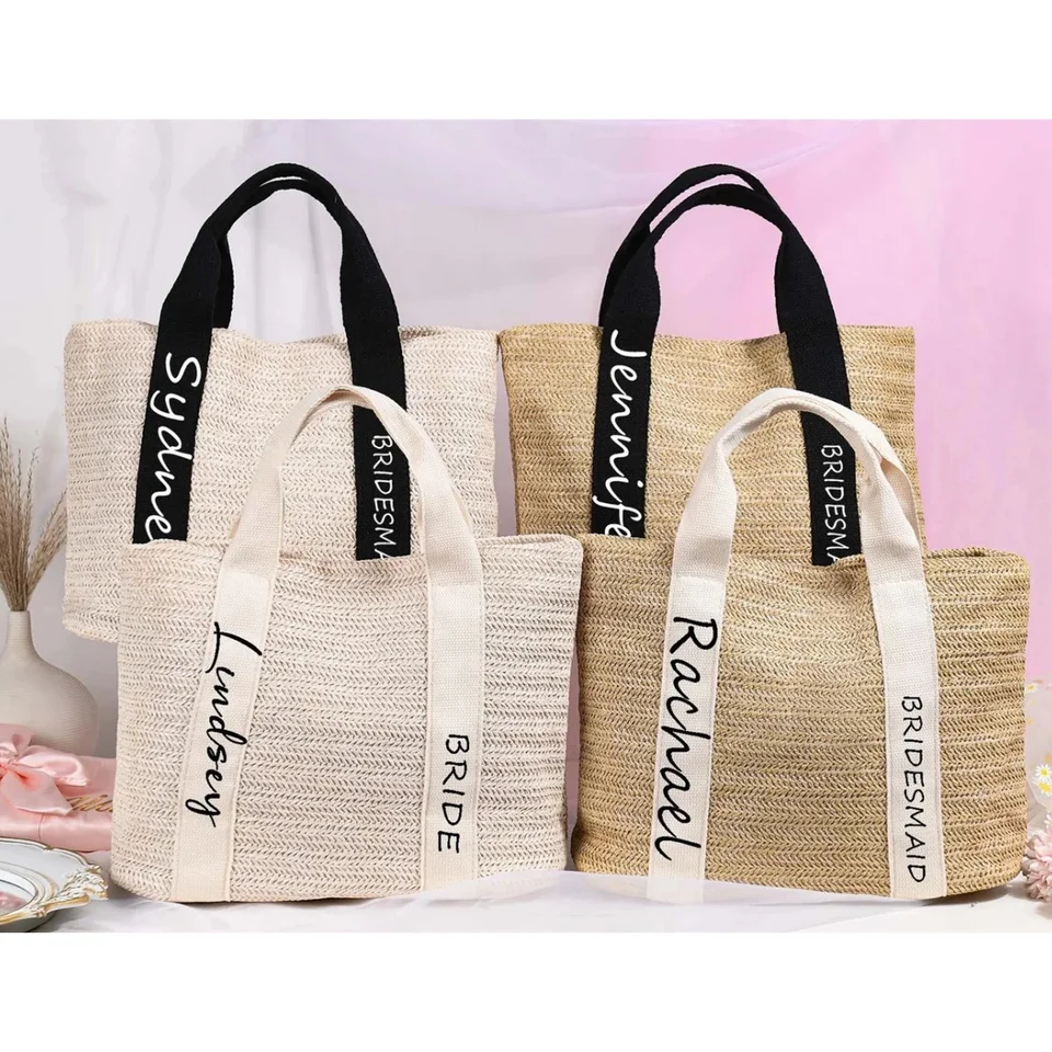 Personalizované plážové slané tašky, vlastné družičky vreciek, jutové tašky, mini totes, darčeky pre bakalárske večierky, taška na jutu pre dievčatá,