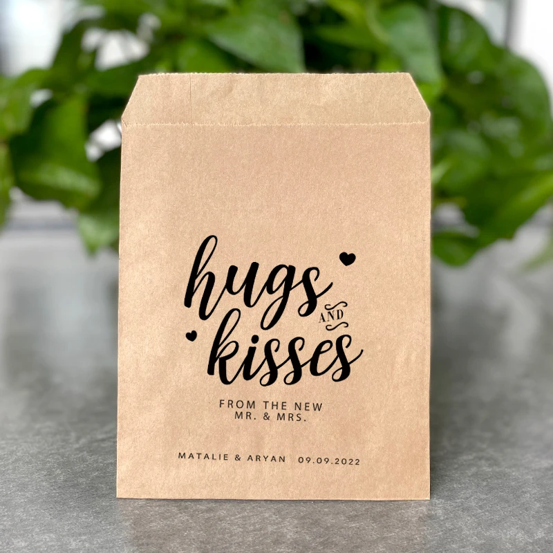 Personalizované svadobné tašky Objatia a bozky Cookie Cookie Cool Meny Candy Bag Party Kraft Paper Bags-NPZD20230906012