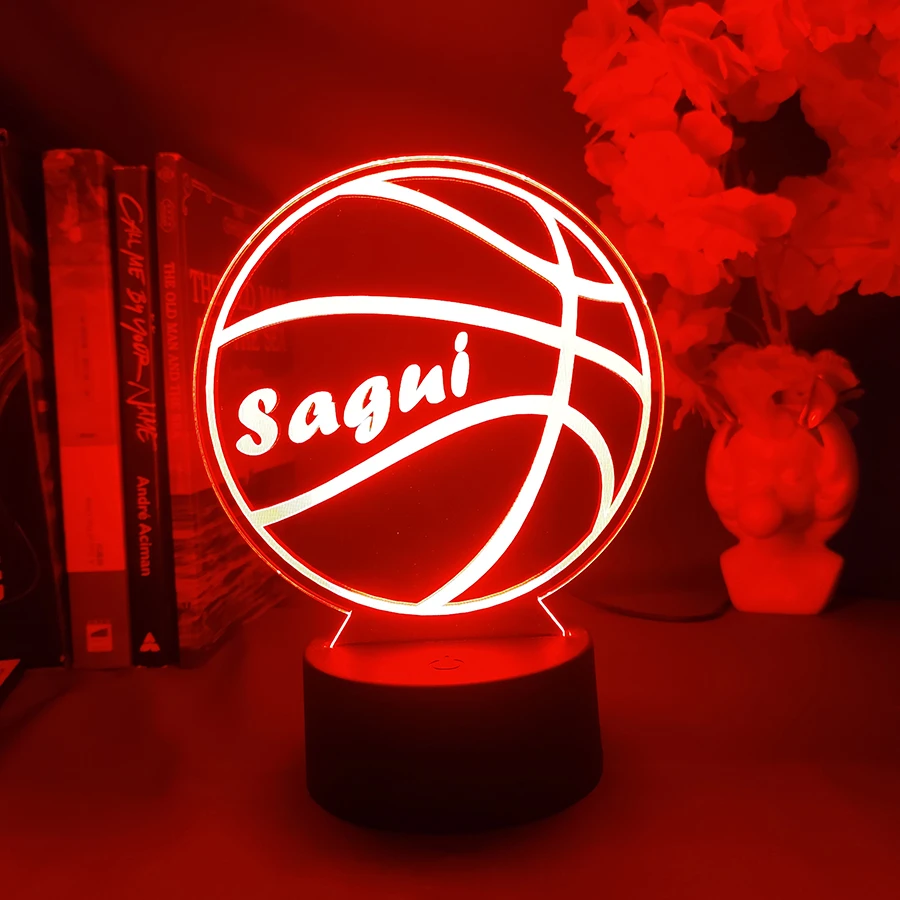 Personalizovaný basketbal LED 3D Lights Vlastné meno basketbal tvar nočná lampa Detská spálňa dekorácie Darčeky pre absolventov