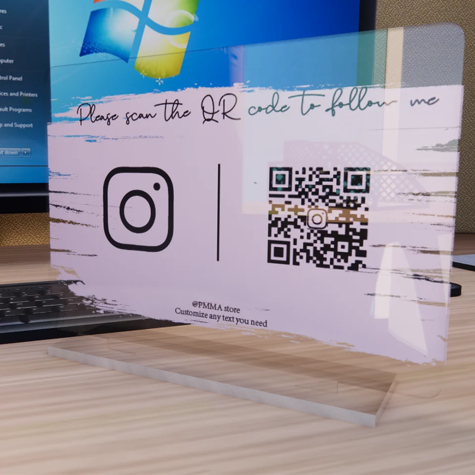 Personalizovaný Facebook Instagram Snapchat Logo Store, znak názvu obchodu, vlastné zrkadlo akrylové hexagonové tvarové stolové znaky