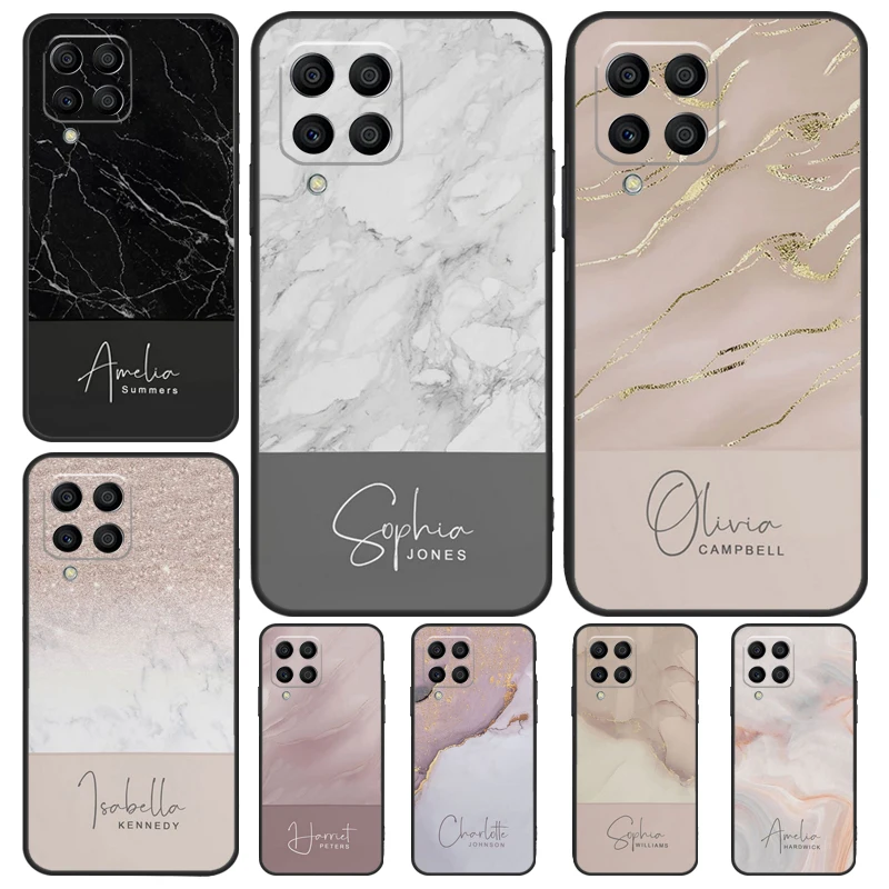 Personalizovaný priezvisko Mramorový prípad pre Samsung Galaxy M32 M52 M12 M22 M13 M23 M33 M53 M14 M34 M54 M31 M51 M20 M31S M30S
