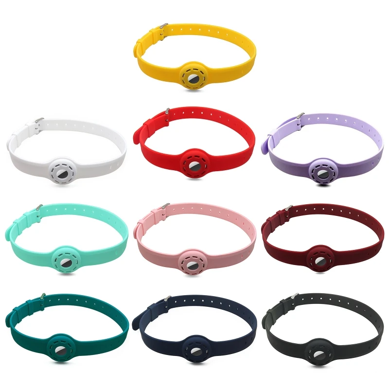 Pes Collar kompatibilný s jablkom Airtag Soft Silikone Pet Držiteľ držiaka dĺžky nastaviteľné pre malé psy a mačky