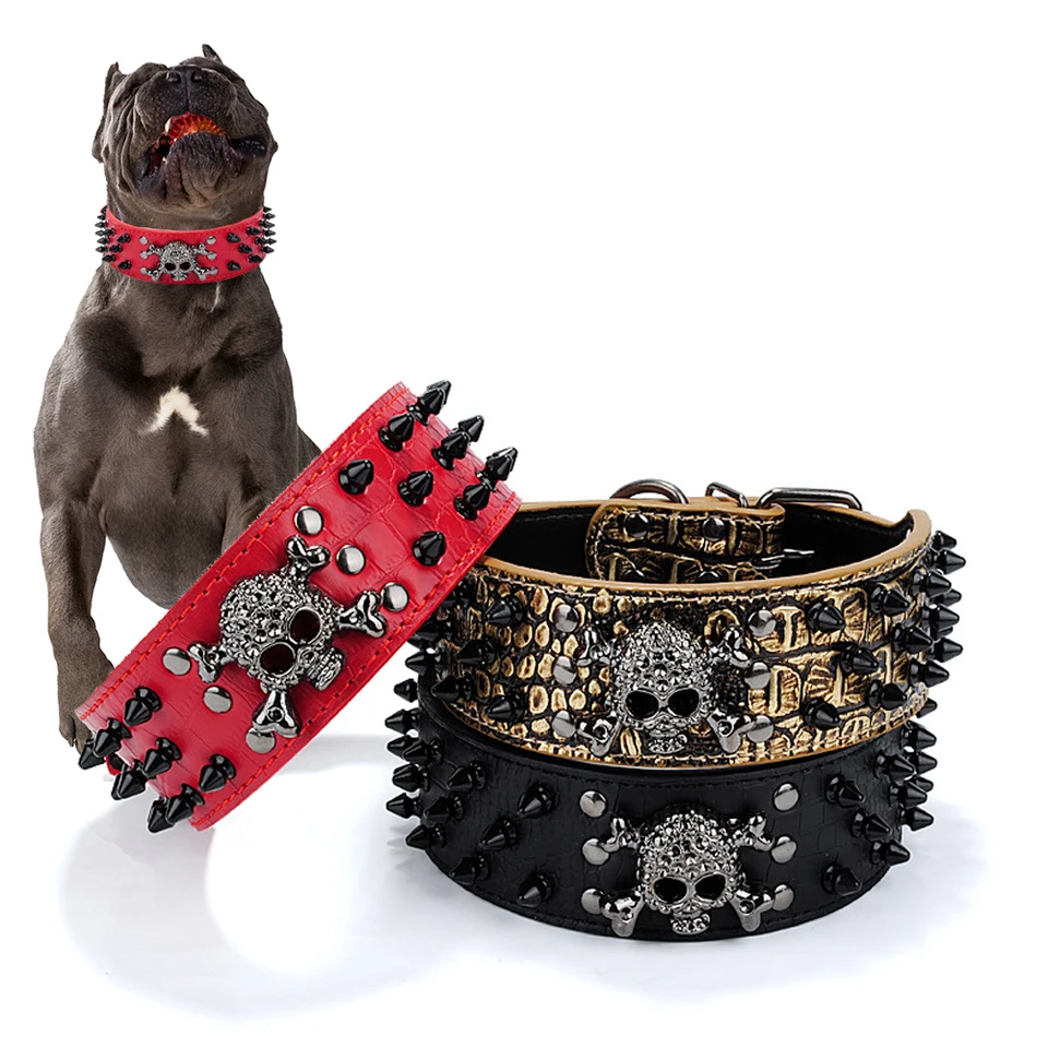 Pes Collar Opriped Hrotded Pet Hazere pre malé stredné psy Bulldog nastaviteľný protiútkový golier